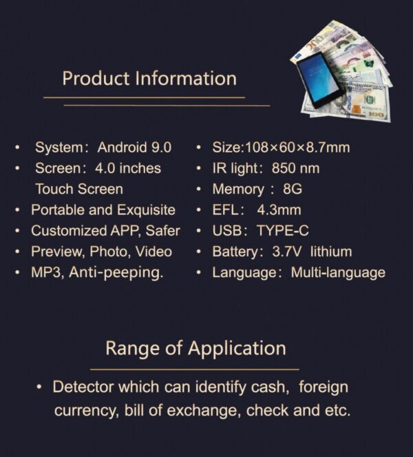 Dexeq_IR850nmcameraplus_productinformation.jpg Portable IR 850nm camera plus 4.0 inch